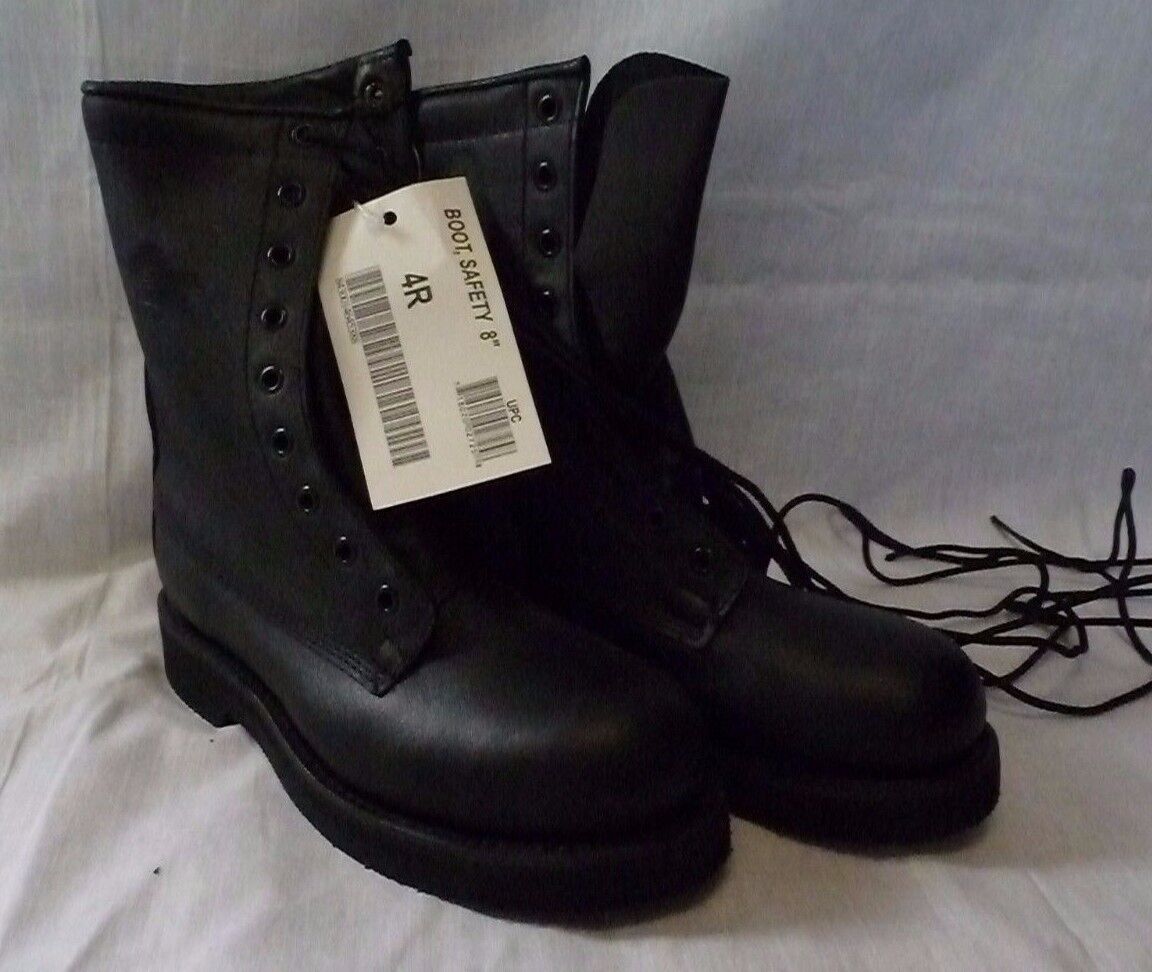 Addison Boots New 4 Regular Steel Toe Black Leather  Military DSCP New #113