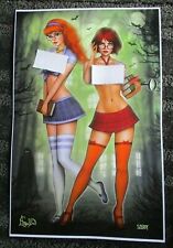 NATHAN SZERDY SIGNED 11X17 ART PRINT VELMA & DAPHNE SCOOBY DOO RISQUE PIN UP picture