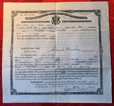 1922 Artist Samuel Brecher Autograph Signature Certificate of Naturalization picture