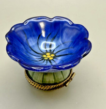Westmore Blue Pansy Trinket Box No. 350 Hand Painted Floral Hinged Box picture