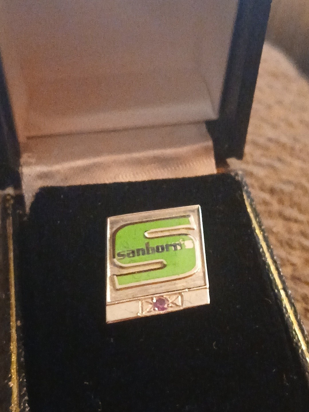 Sanborn's Trucking Co. Sterling Silver Enamel Lapel Pin Vintage Transportation