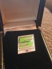 Sanborn's Trucking Co. Sterling Silver Enamel Lapel Pin Vintage Transportation picture