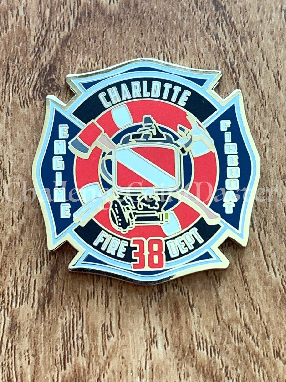 E86 Charlotte Fire Department Station 38 Fireboat North Carolina Challenge Coin