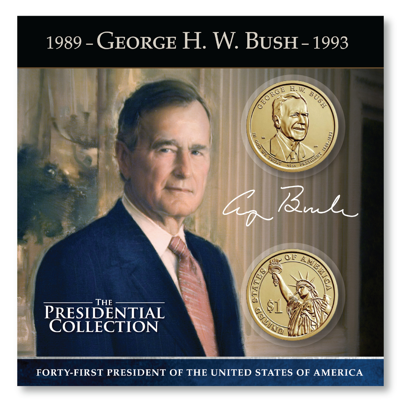 George H.W. Bush Presidential Uncirculated P & D Dollar Coin Collection