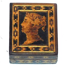 19th Century Tunbridge Ware Stamp Box with a Mosaic Portrait of Queen Victoria picture