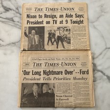 Complete 1974 Nixon Resignation Newspapers Lot Times-Union Rochester NY Ford picture
