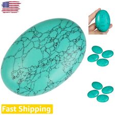 Green Howlite Turquoise Oval Worry Stones with Velvet Bag - Healing Crystal picture