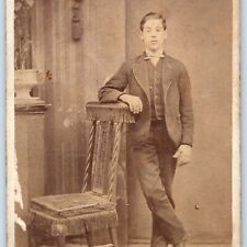 c1870s Sunderland, England Young Man CdV Photo Card W. Footes Unicorn Seal H25 picture