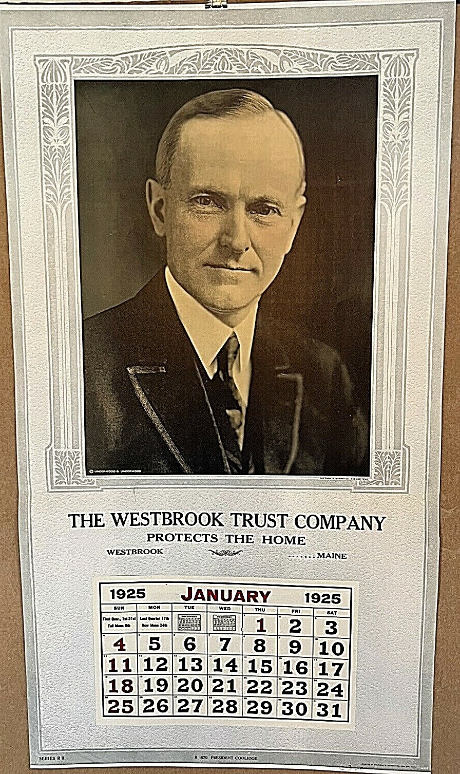 CALVIN COOLIDGE INSANELY RARE ORIG. 1925 OVER-SIZED SALEMAN'S SAMPLE CALENDER CALVIN COOLIDGE INSANELY RARE ORIG. 1925 OVER-SIZED SALEMAN'S SAMPLE CALENDER