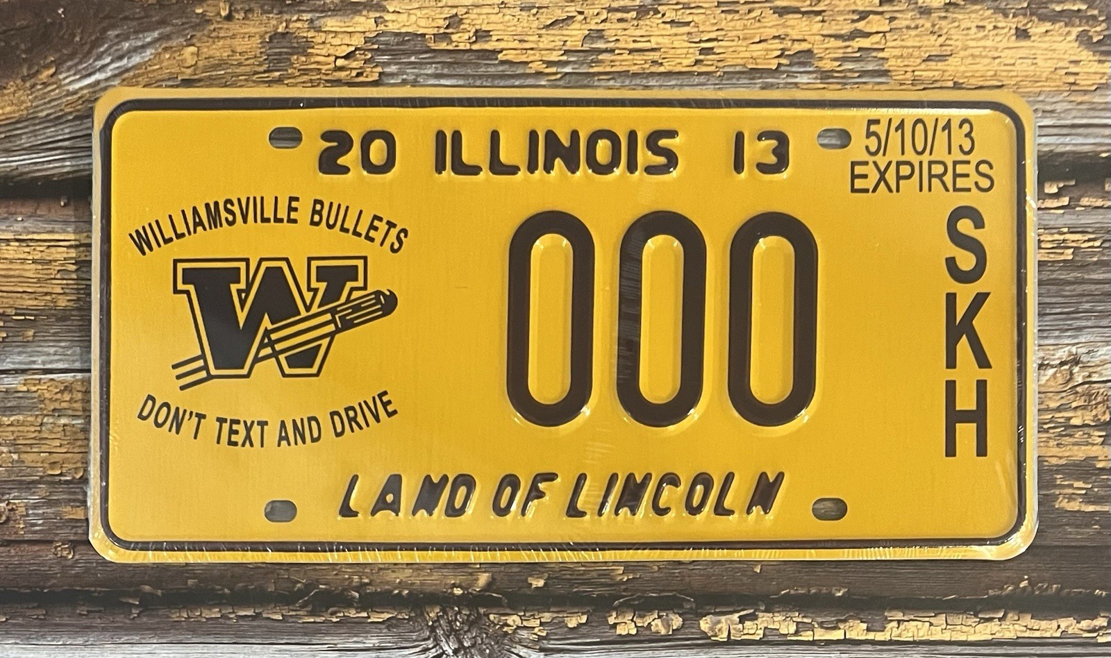 2013 Illinois Williamsville Bullets High School Sample License Plate NOS