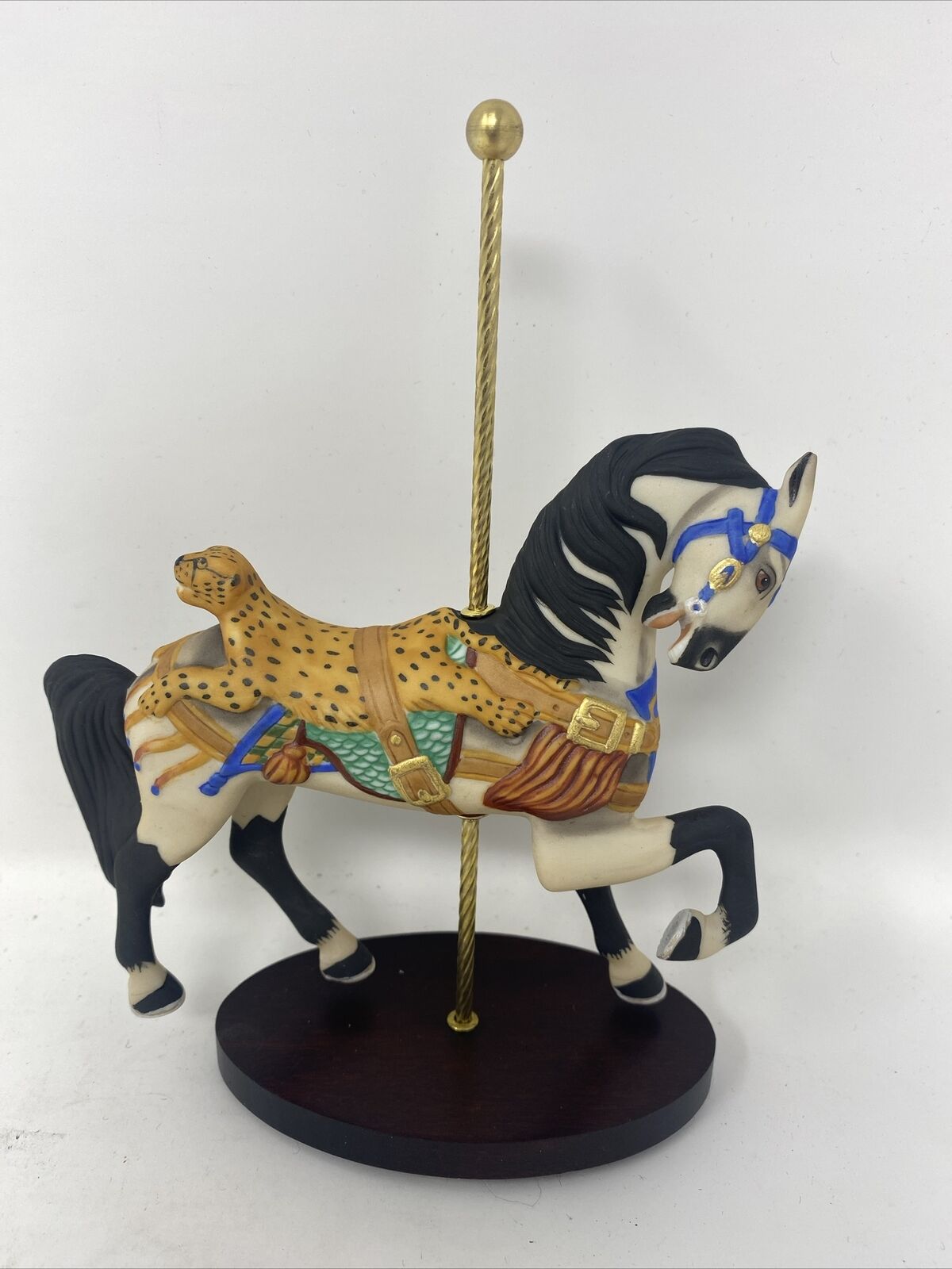 Retired Leopard Saddle Horse The Franklin Mint Treasury Carousel Art Box Packing