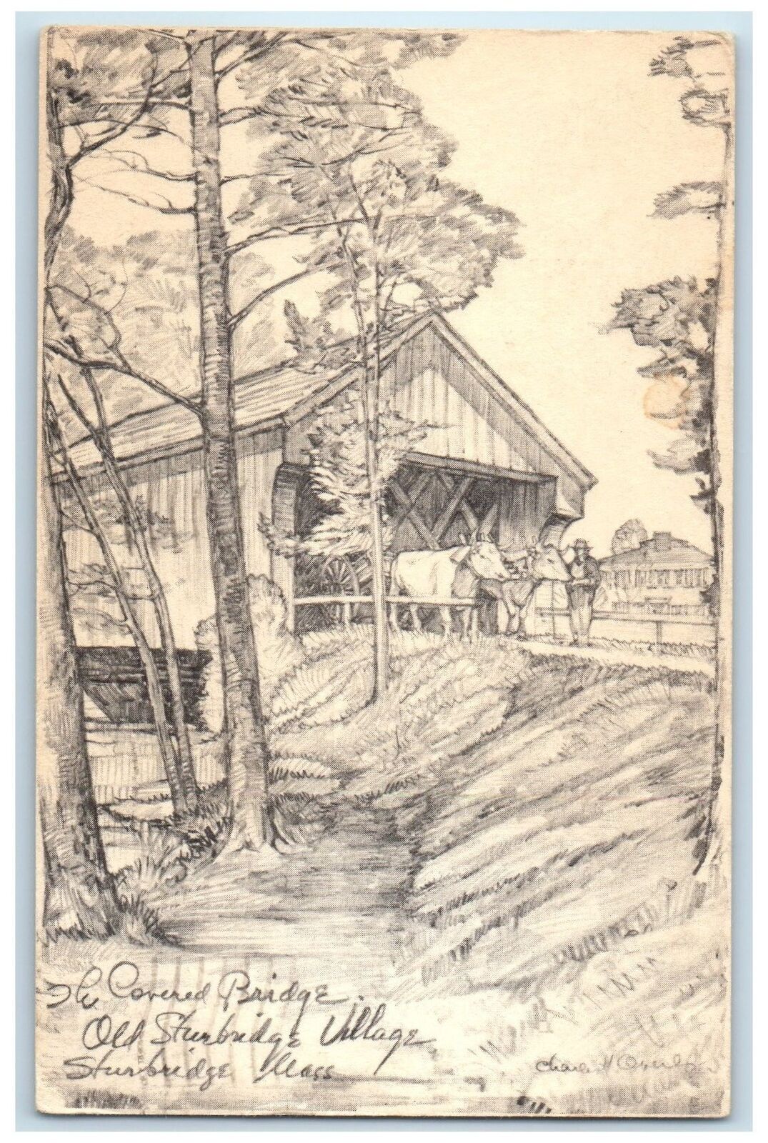 1964 Covered Bridge Old Sturbridge Artist Work Dummerston Vermont VT Postcard