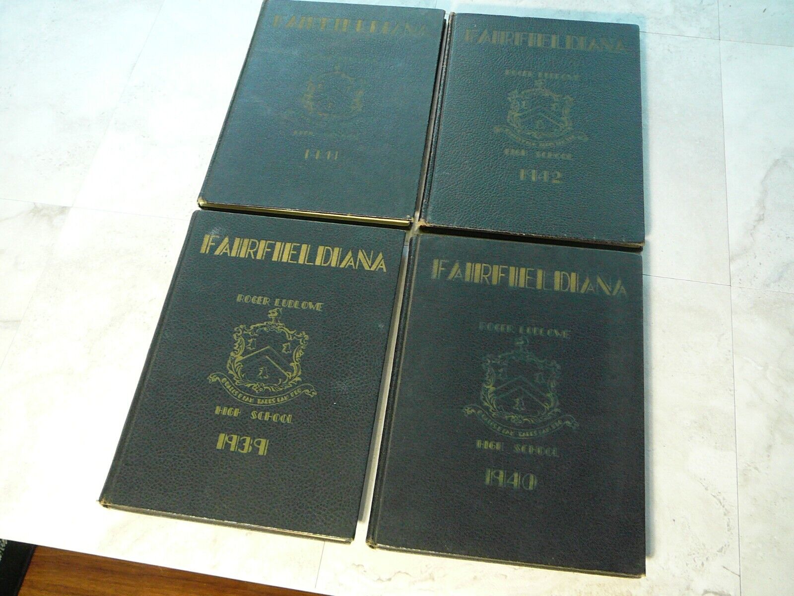 (4) 1939 -1942  FAIRFIELDIANA, LUDLOW HS Yearbooks.  FAIRFIELD, Conn. CT.  All 4