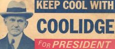 Keep Cool With Calvin Coolidge Bumper Sticker Vintage President Election Decal picture