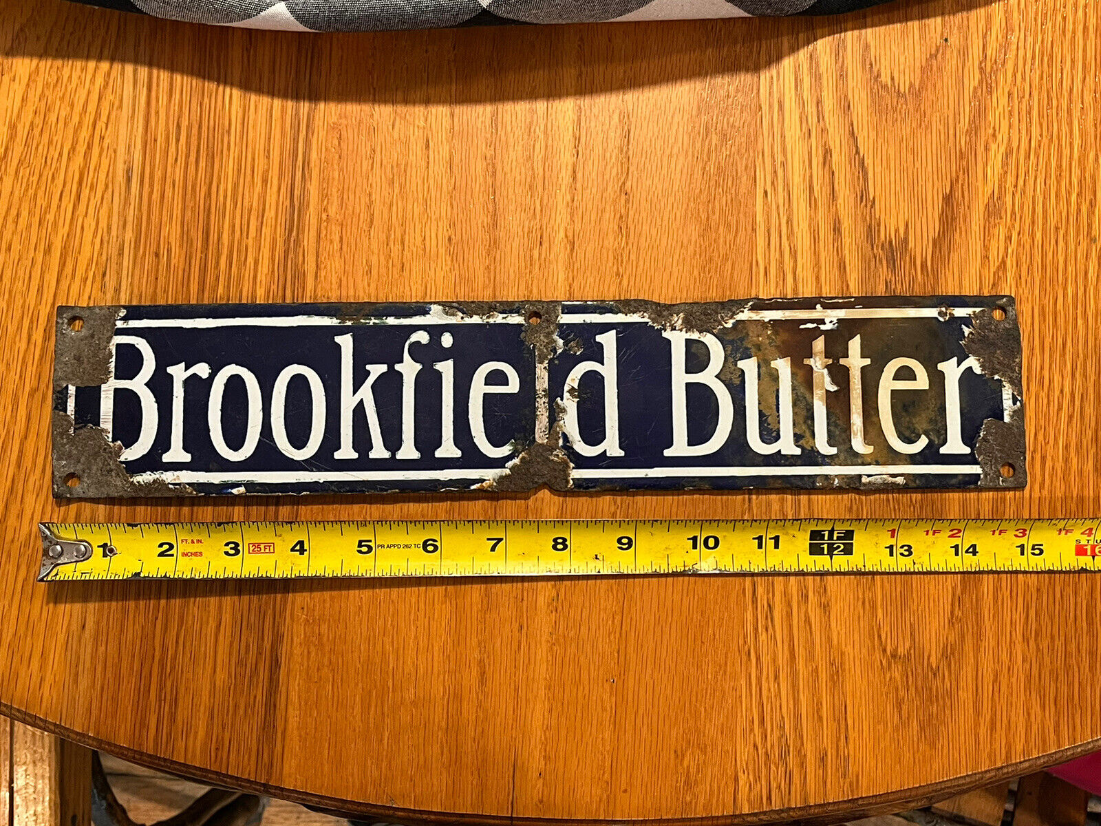 Brookfield Butter Original Porcelain Sign Blue White Kitchen Food Advertising