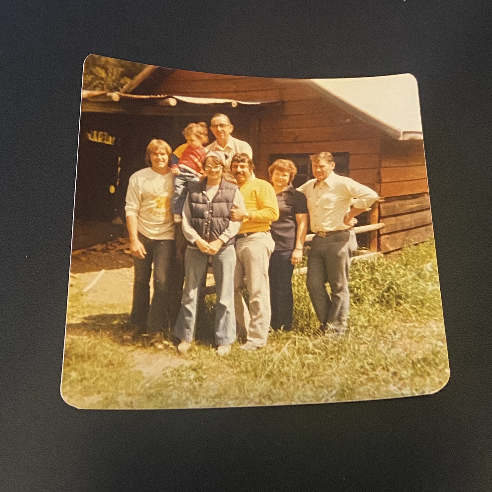 Vintage Snapshot Photo Montana Family In Front Of Western Home Ranch Cabin 1970s Vintage Snapshot Photo Montana Family In Front Of Western Home Ranch Cabin 1970s