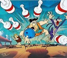 The Flintstones Kingpin Framed Hand signed Painted Animation Bowling Cartoon cel picture