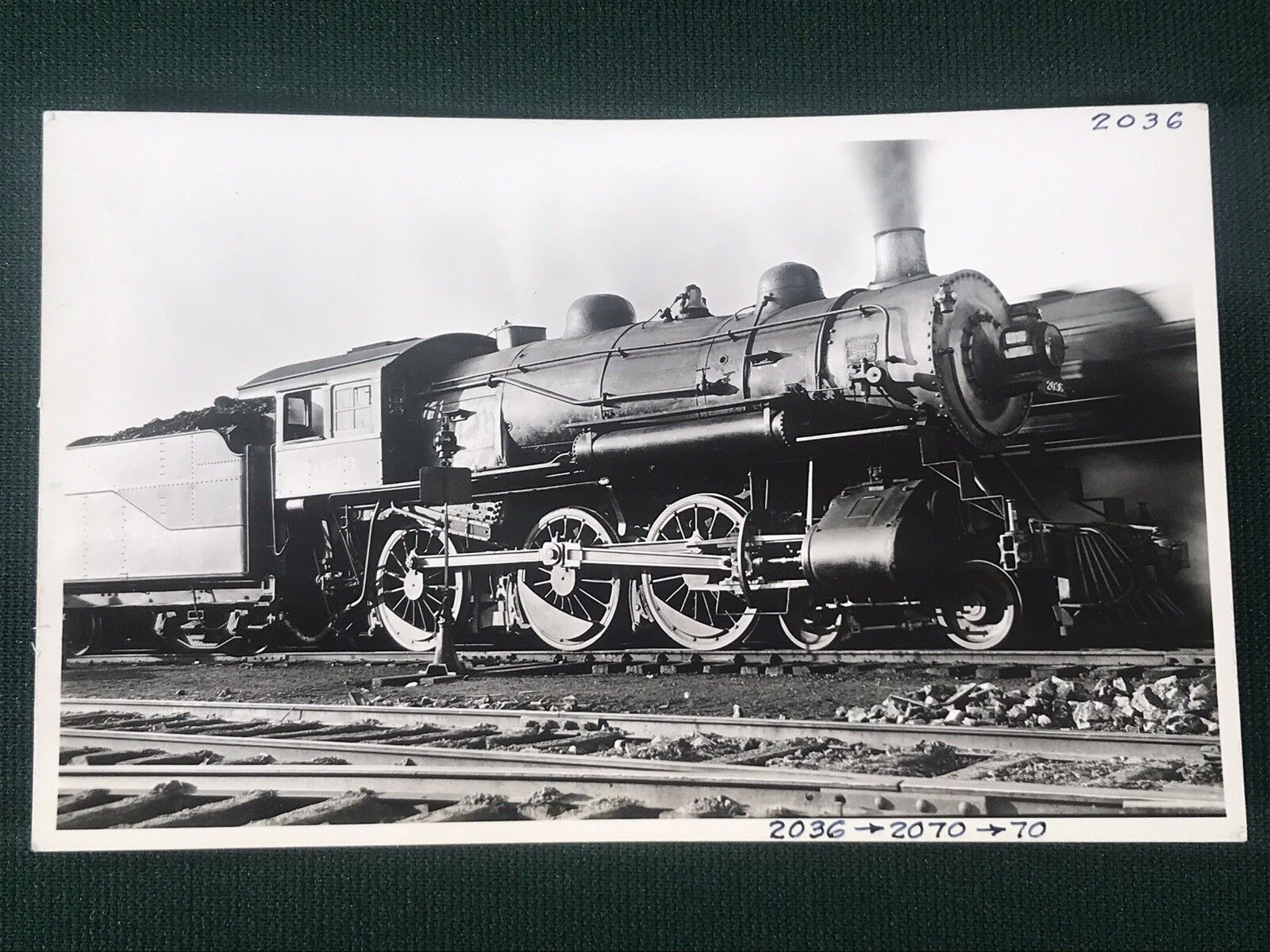 RPPC Real Photo Postcard Rutland Railroad Locomotive 2036 @ Alburgh Vermont