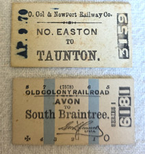 1870s-80s Old Colony Railroad Ticket Lot Of (2) N Easton Taunton  Avon Braintree picture