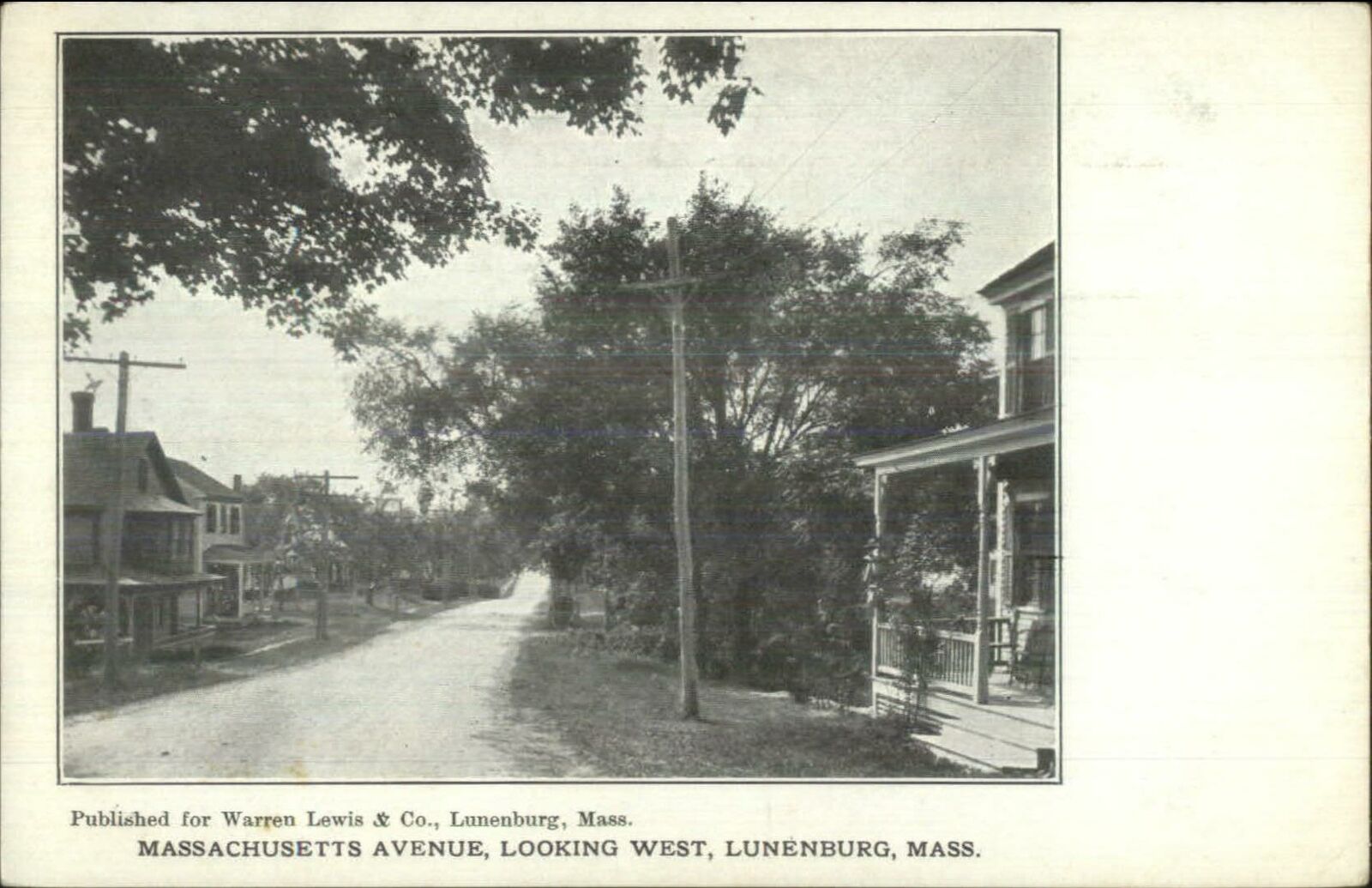 Lunenburg MA Massachusetts Ave Looking West c1910 Postcard