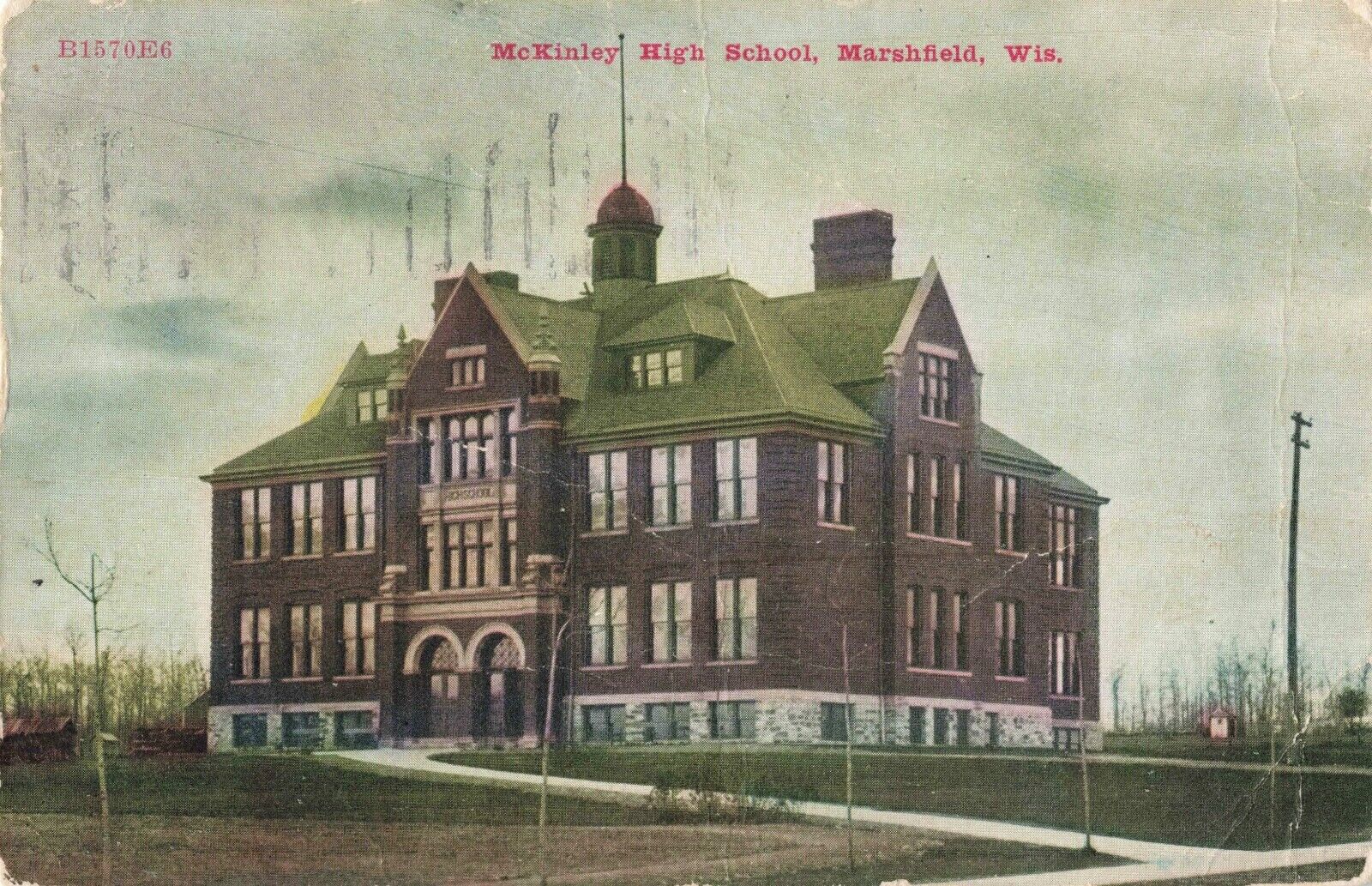 McKinley High School Marshfield Wisconsin WI 1919 Postcard