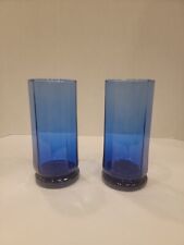 🔥 Cobalt Blue Tumblers Drinking Glasses Anchor Hocking Essex Set of Two (2) picture