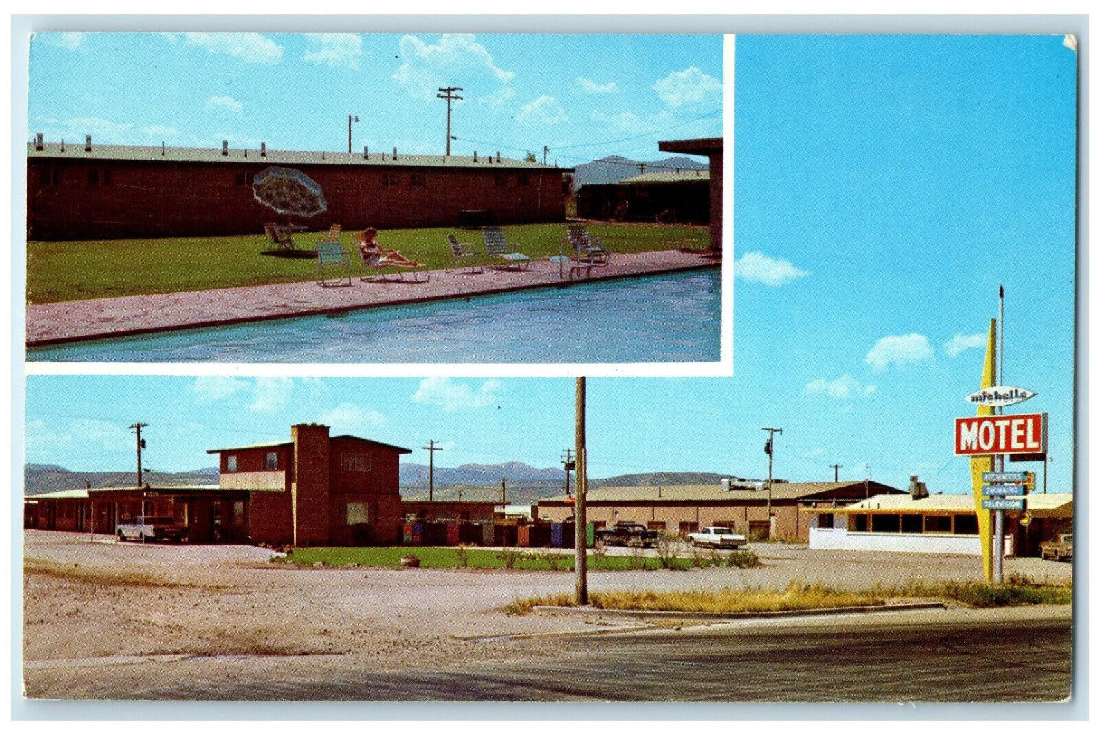 c1950's Swimming Pool Multiview Michelle Motel Montpelier Idaho ID Postcard