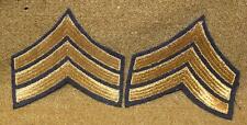 WW II US ARMY SARGEANT FELT GOLD EMBROIDERED RANK CHEVRON PATCH picture