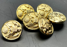Vintage Waterbury Army Eagle Button Co. W21 Uniform Gold Toned Set of 6 Small picture
