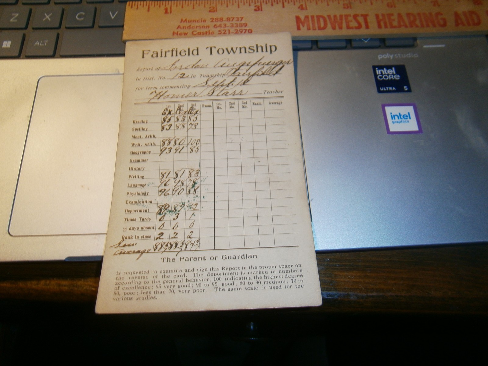1900'S FAIRFIELD TOWNSHIP BUTLER COUNTY OHIO GORDON AUGSPURGER REPORT CARD 5TH 1900'S FAIRFIELD TOWNSHIP BUTLER COUNTY OHIO GORDON AUGSPURGER REPORT CARD 5TH