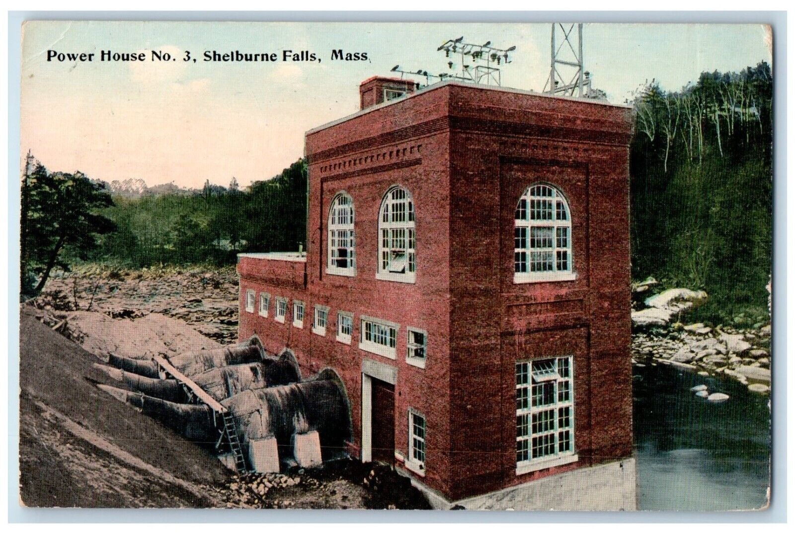 1916 Power House No. 3 Shelburne Falls Massachusetts MA Posted Antique Postcard