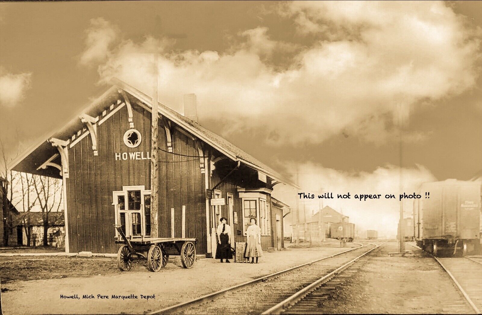 RPPC Photo Howell, Michigan, Marquette Train Depot
