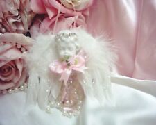 Shabby Chic Victorian~Cherub w/Wings Ornament~AB Rhinestone Trim~Pink Accents picture