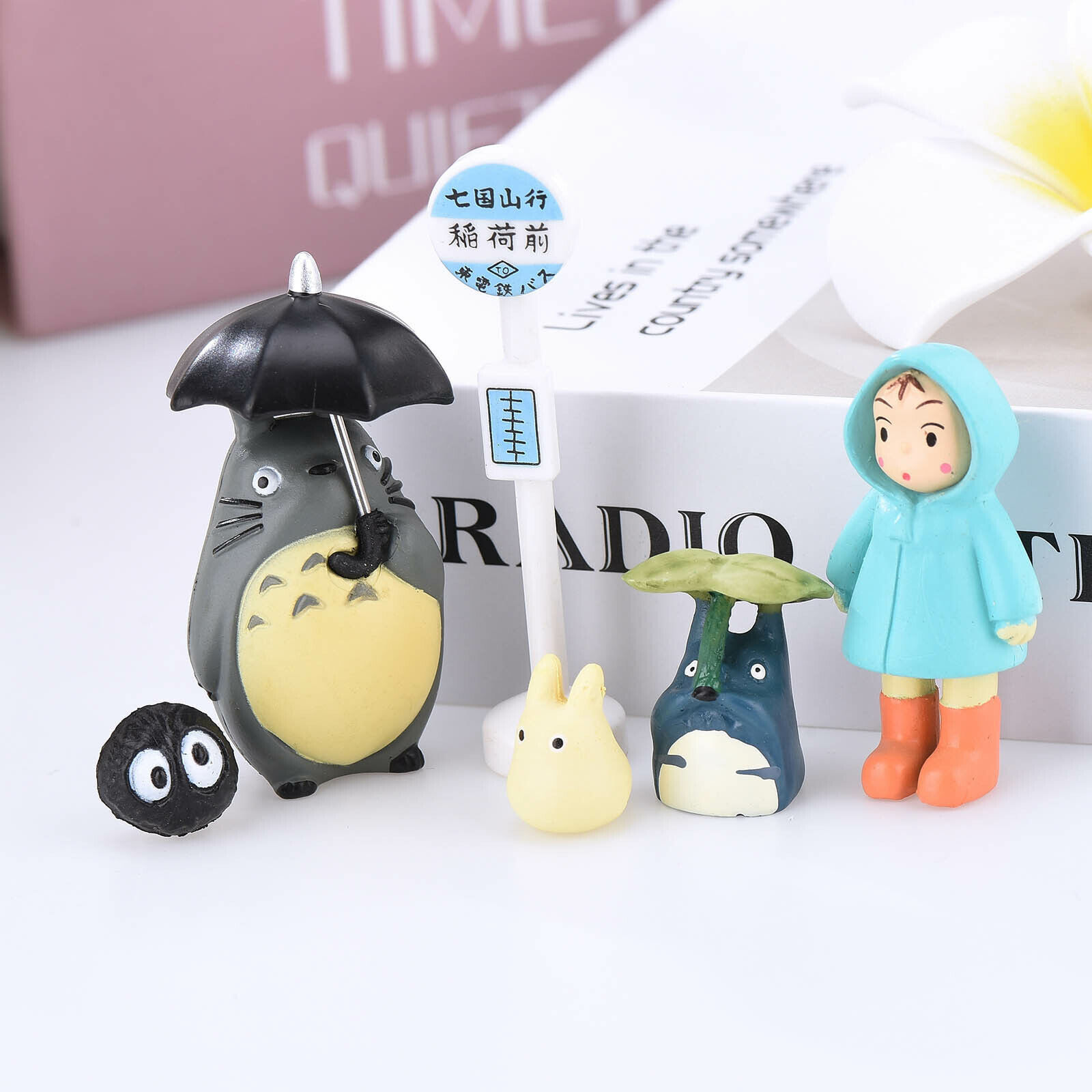 6pcs My Neighbor Totoro Figure Hayao Miyazaki Anime Bus Station Figure Gift US