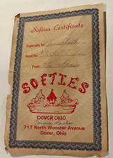 Vintage Softies Ice Cream Certificate Dover, Ohio picture