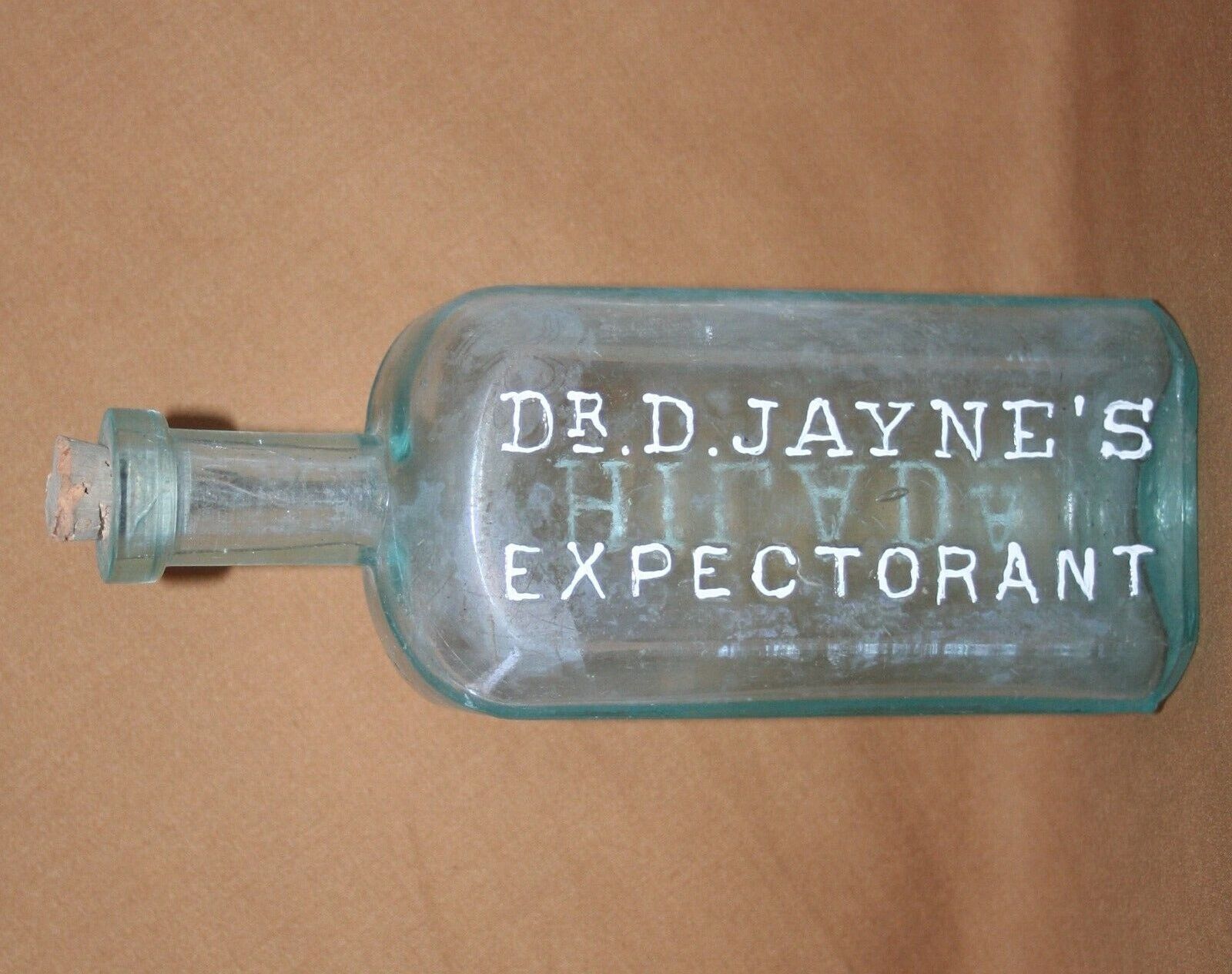 Antique Dr D Jayne\'s Expectorant Medicine Aqua Embossed Bottle Philadelphia