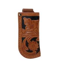 Myra Knife Sheath Leather Tooled Black Hand Painted Brown S-4844 picture