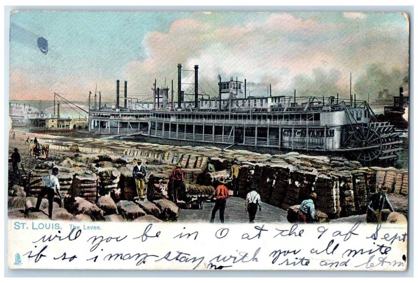 1908 The Levee St. Louis Raphael Tuck Sons Stamford New York NY Vintage Postcard