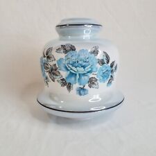 Vintage Lower Glass Shade Parlor Hurricane Lamp Gone With The Wind Blue Peony picture