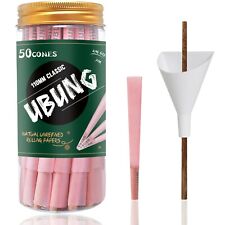 UBUNG 50 King Size Pink Pre Rolled Cones Rolling Papers with Tips Cone Loader picture