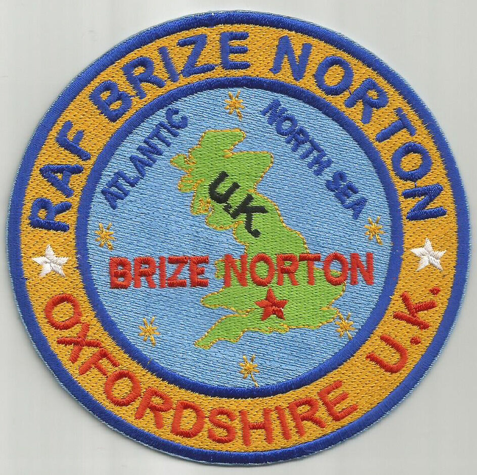 USAF BASE PATCH, RAF BRIZE NORTON, OXFORDSHIRE ENGLAND                         Y