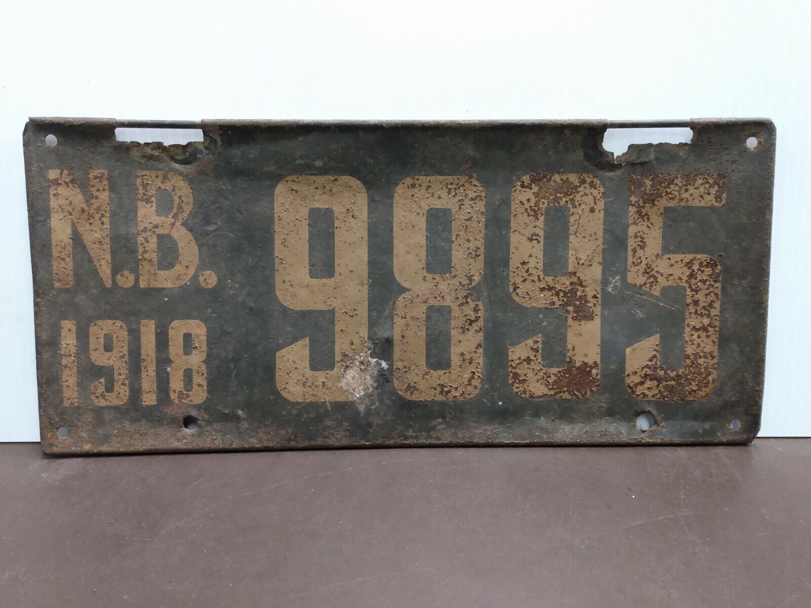 1918 New Brunswick License Plate Tag Original