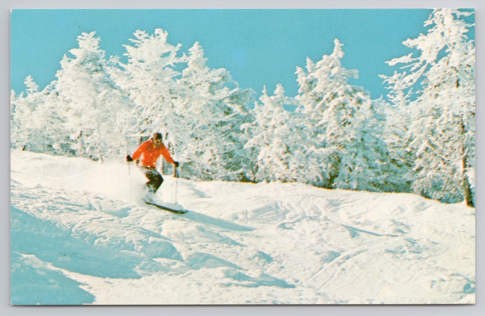 Skier on High Road Glen Ellen Ski Area Waitsfield Vermont 1940s Postcard Skiing Skier on High Road Glen Ellen Ski Area Waitsfield Vermont 1940s Postcard Skiing
