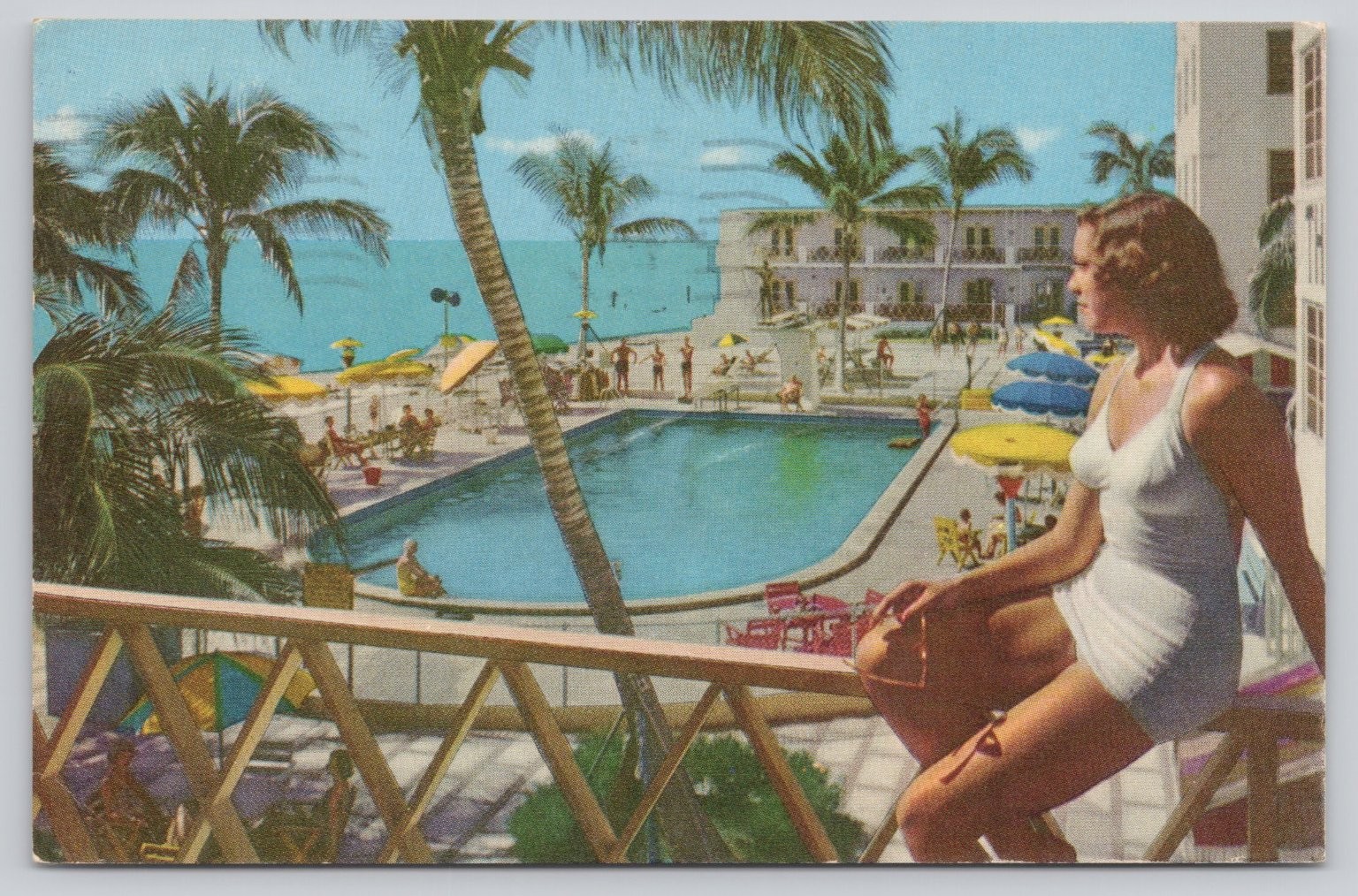 1949 Miami Beach FL Shoreham-Norman Hotel Pool Palm Trees Vintage Postcard 1949 Miami Beach FL Shoreham-Norman Hotel Pool Palm Trees Vintage Postcard