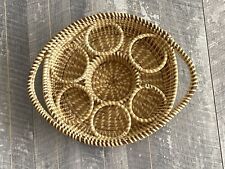 Gullah Charleston SC Sweetgrass SERVING BASKET TRAY for 6 Drink Glasses picture