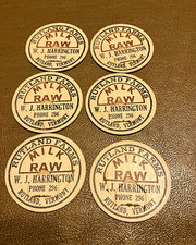 Rutland Farms Rutland, VT Raw Milk Bottle Caps W.J. Harrington Lot of 6  picture