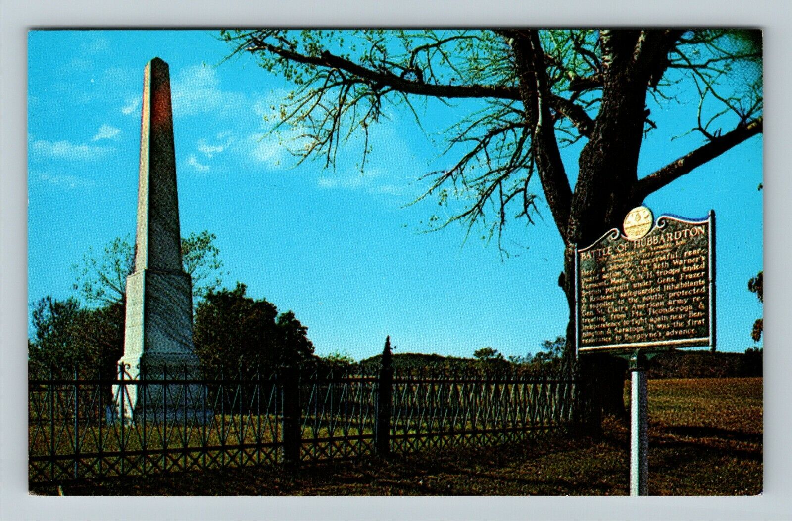 Hubbardton VT-Vermont, Revolutionary Battle Monument, Chrome Postcard