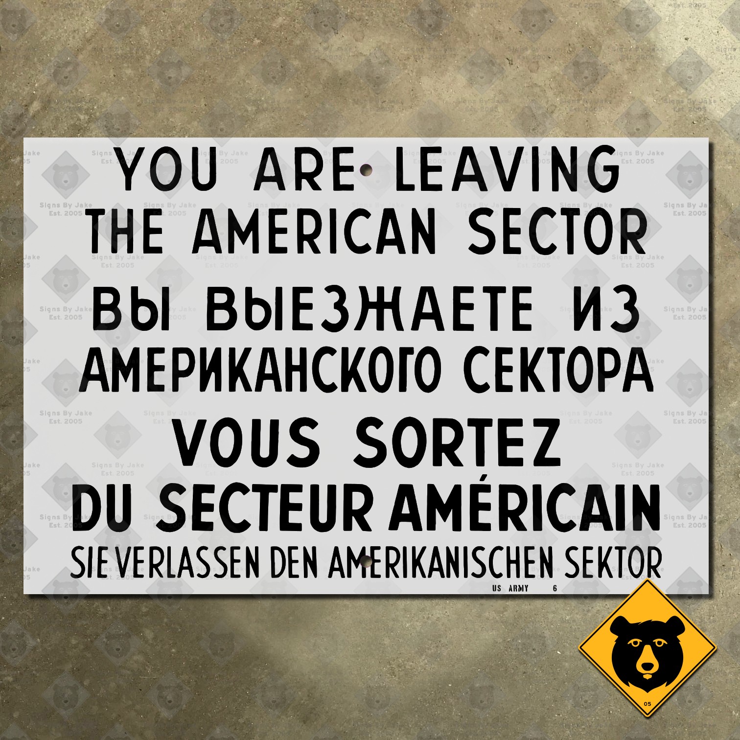 Checkpoint Charlie Sign Leaving American Sector 1961 Berlin Wall Cold War 21x14 Checkpoint Charlie Sign Leaving American Sector 1961 Berlin Wall Cold War 21x14