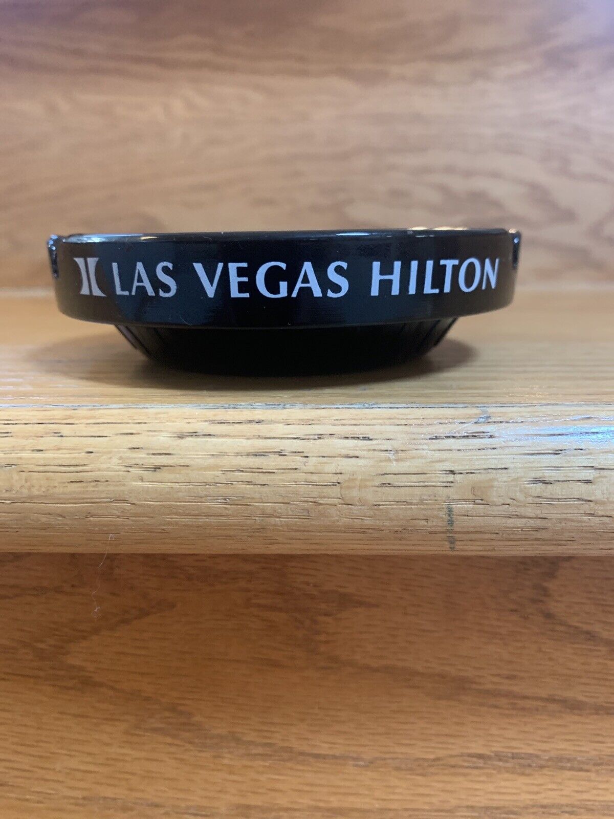 Vintage Las Vegas Hilton Black Ashtray White Lettering Hotel Casino