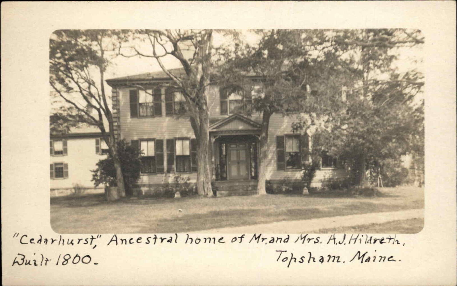 Topsham ME Cedarhurst Ancestral Home c1910 Real Photo Postcard